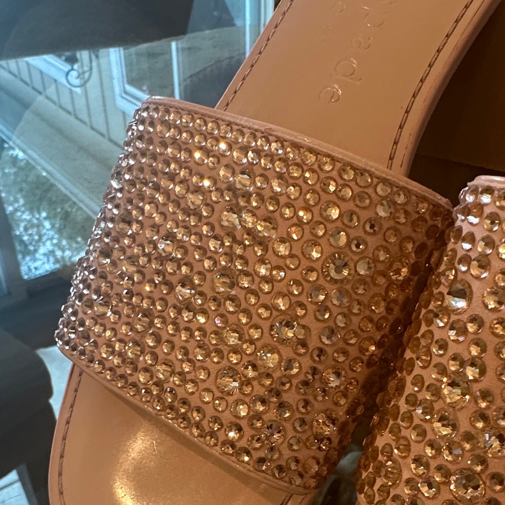 Brand New $120 Kate Spade Pink Rhinestone All That Glitters Slide Sandals sz 9.5 - Picture 6 of 16